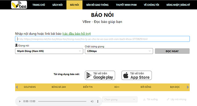 Đọc báo online với Vbee