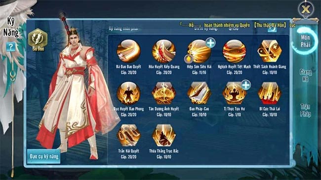 Hệ thống kỹ năng nhân vật đa dạng 