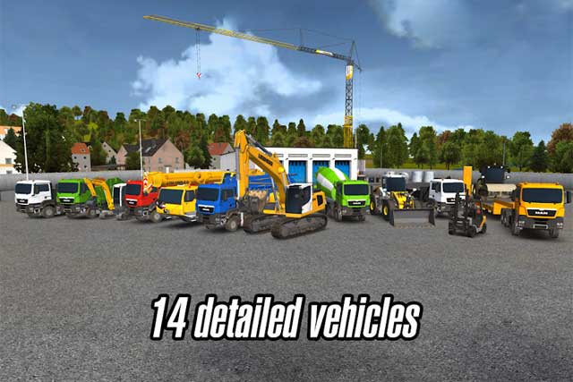 Construction Simulator 2014 cung cấp 14 phương tiện được mô phỏng như trong thực tế