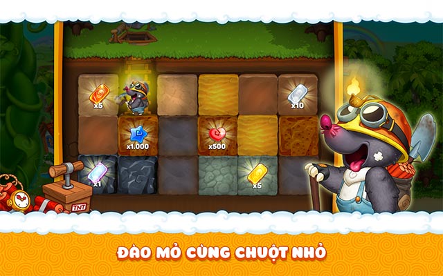 Đào mỏ cùng chuột nhỏ trong Khu vườn trên mây ZingPlay