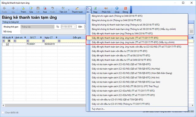Giấy đề nghị thanh toán tạm ứng, ứng trước