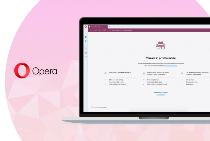Opera 63 nâng cấp chế độ riêng tư