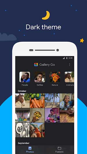 Gallery Go có chủ đề tối để bạn lựa chọn
