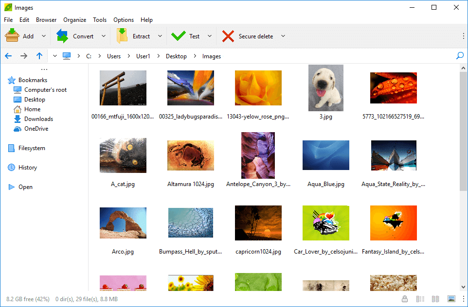 Trình xem trước ảnh của PeaZip