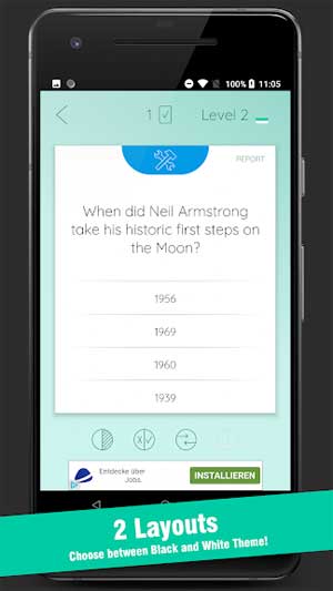 Quizoid Android có hai giao diện đen và trắng