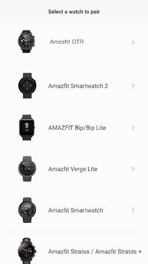 Ứng dụng có thể hoạt động với các nhiều loại đồng hồ Amazfit