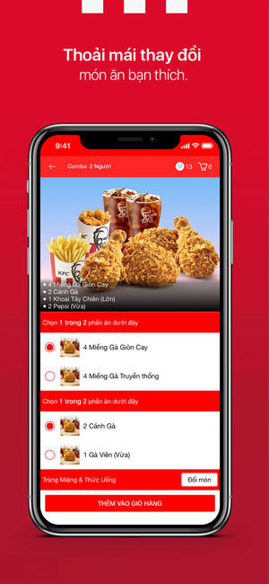 Chọn món ăn KFC Vietnam