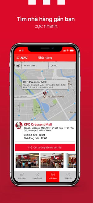 Tìm kiếm nhà hàng KFC gần nhất