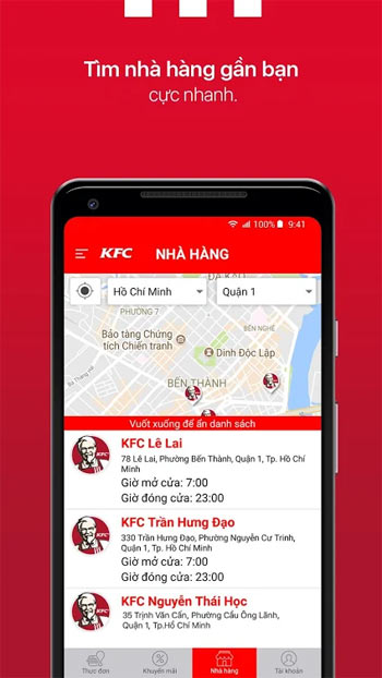 Tìm nhà hàng KFC