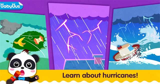 Tìm hiểu về bão và cách phòng tránh bão trong game Little Panda's Weather: Hurricane 