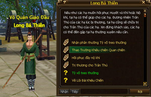 NPC Lôi Đài thêm dòng Thao Trường Khiêu chiến Quan chiến