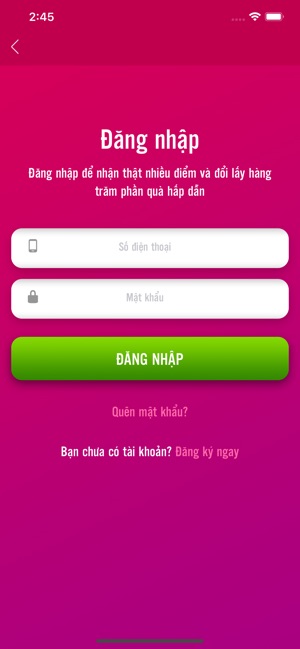 Giao diện đăng nhập Mamamy