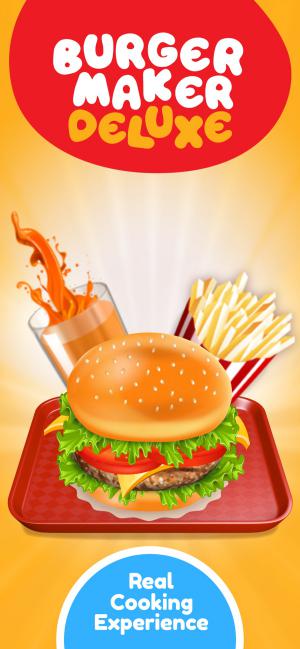 Bạn trở thành đầu bếp làm bánh hamburger trong game Burger Maker Deluxe