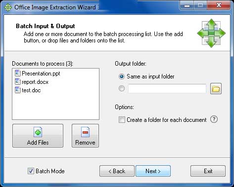 Office Image Extraction Wizard hỗ trợ xử lý hàng loạt file một lúc