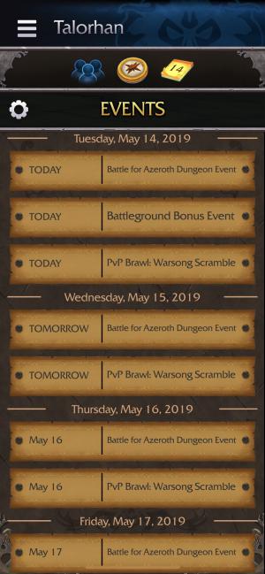 Xem các sự kiện của World of Warcraft