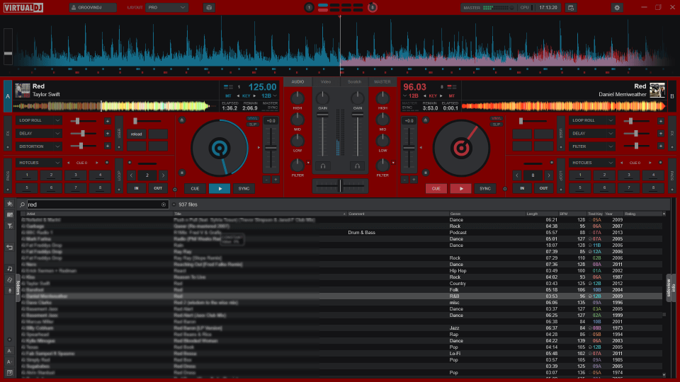 Giao diện màu đỏ rực mới của VirtualDJ 2020