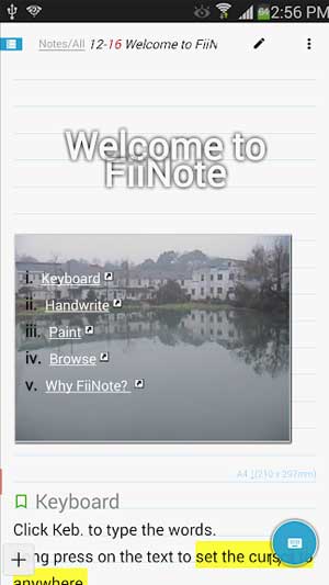 FiiNote có giao diện dạng lưới và hỗ trợ bút vẽ