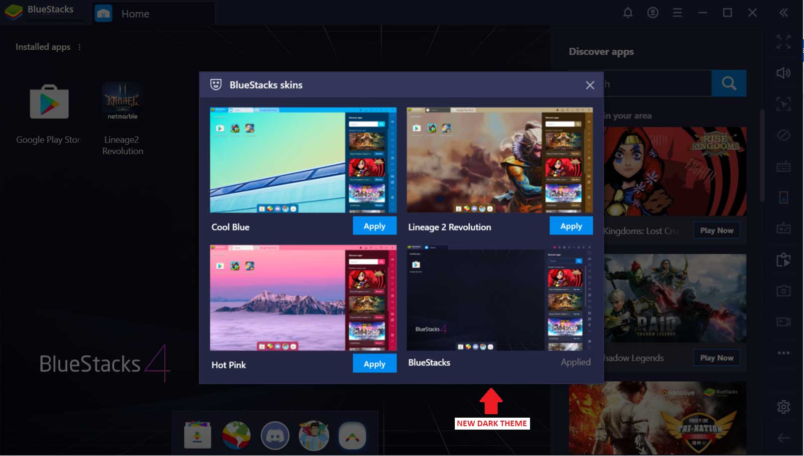 Skin chế độ nền tối mới cũng có sẵn bên cạnh bộ skin hiện tại.