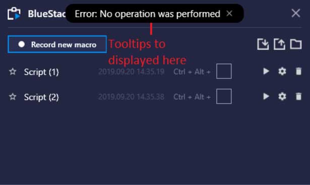 Tooltip hiện trên cùng màn hình của BlueStacks 4.140