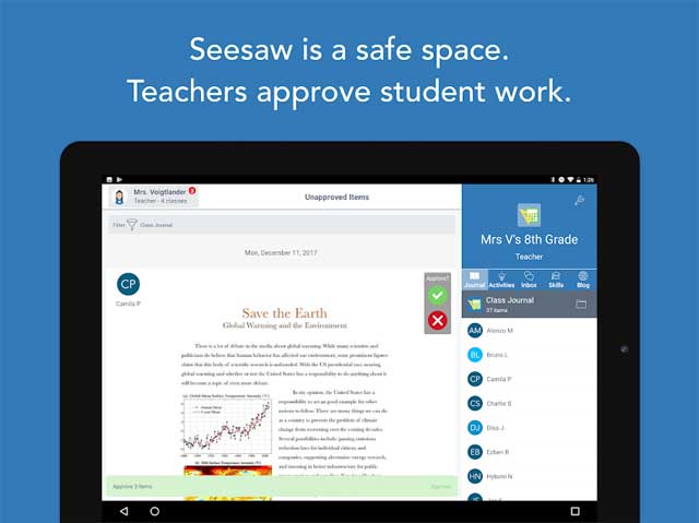 Seesaw giúp giáo viên dễ dàng theo dõi sự tiến bộ của học sinh theo thời gian
