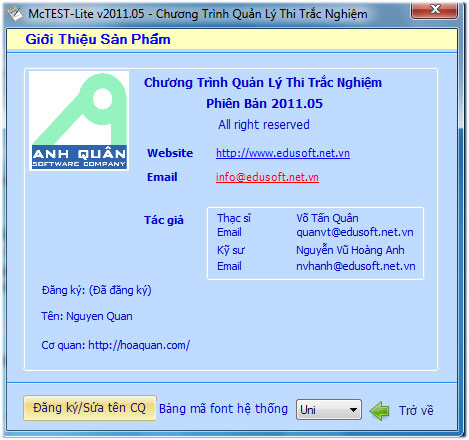 Giao diện McTEST