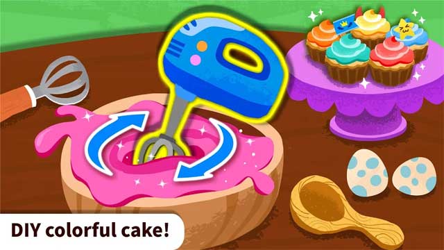 Tự tay làm những chiếc bánh kem đủ màu sặc sỡ trong Little Panda's Monster Friends 