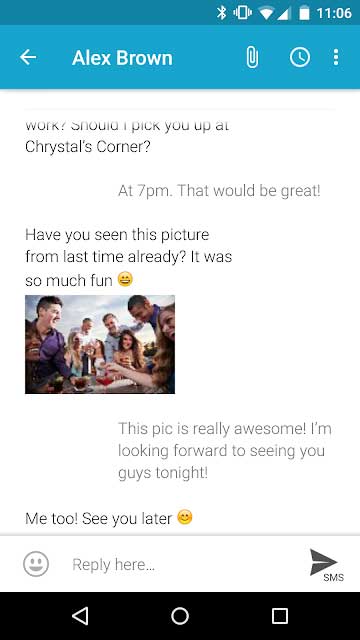 Giao diện mySMS Mirror cho Android