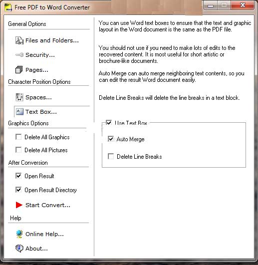 Giao diện Free PDF to Word Converter