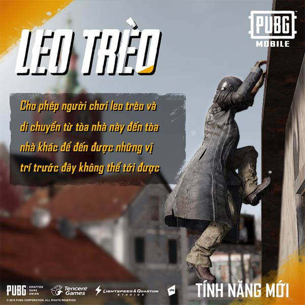 PUBG Mobile sẽ bổ sung thêm khả năng nhảy và đu bám trên các vị trí cao