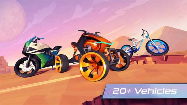 Người chơi có thể mở khóa mọi loại xe đua mình muốn trong Gravity Rider Zero