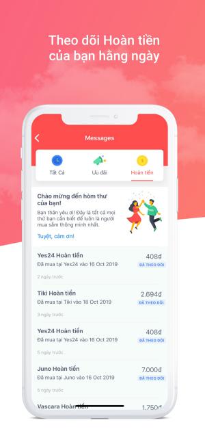 Theo dõi số tiền được hoàn trả hàng ngày