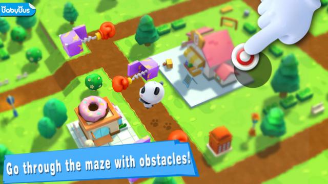 Giúp Kiki khôi phục thị trấn bị tàn phá trong game Little Panda's Maze Adventure 