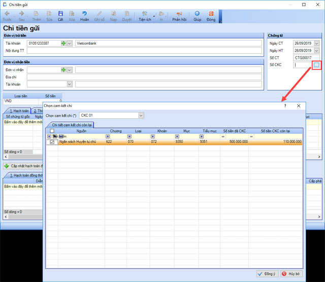 Chọn cam kết chi