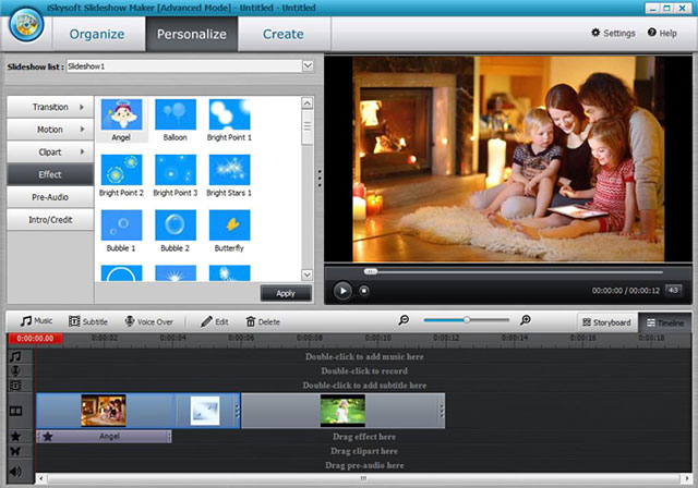 Thêm hiệu ứng để làm phim chuyên nghiệp với iSkysoft Slideshow Maker