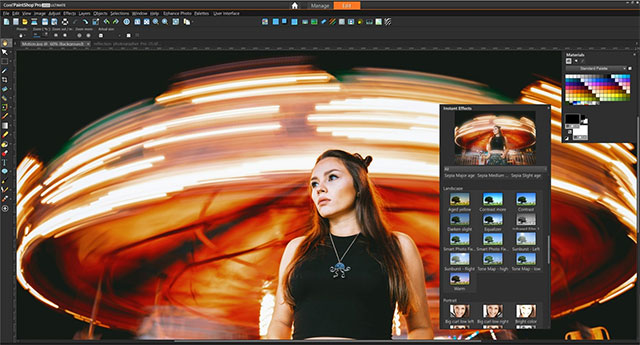 Giao diện chính của ứng dụng chỉnh sửa ảnh, đồ họa PaintShop Pro