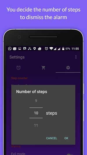 Bạn sẽ quyết định số bước phải đi để tắt báo thức
