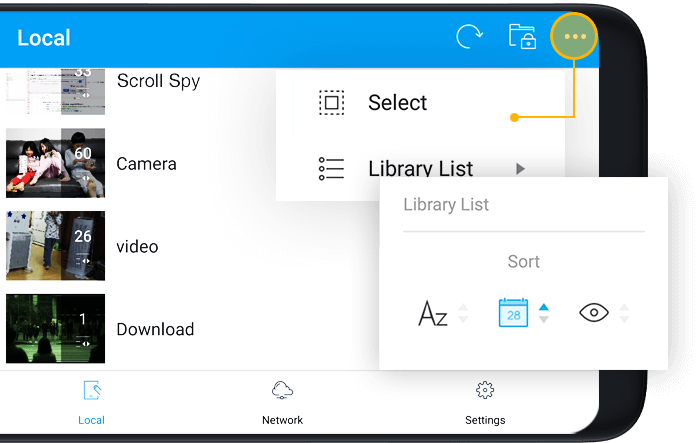 FX Player cho Android phân loại danh sách bài hát theo thư mục dễ tìm