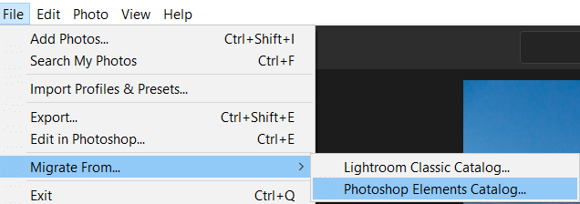 Tính năng Migrate From trong Adobe Lightroom