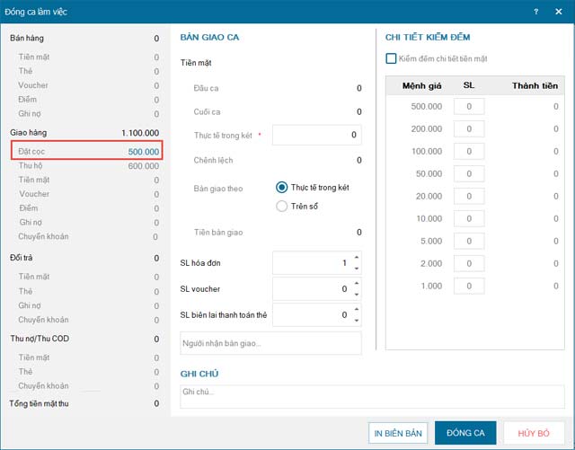 Sửa xóa đặt cọc