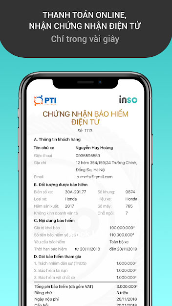Chứng nhận bảo hiểm điện tử