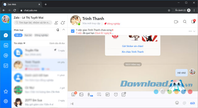 Trải nghiệm Zalo trực tuyến tiện lợi trên trình duyệt với Zalo Web. https://st.download.com.vn/data/image/2019/11/18/Zalo-Web-chat.jpg