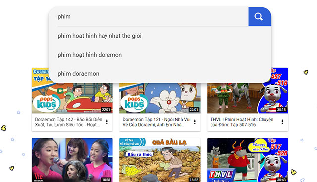 Tìm kiếm video bằng từ khóa trong YouTube Kids