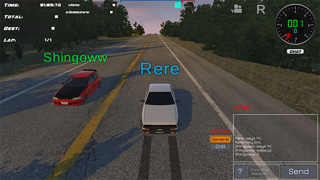 Hệ thống chat trong Drift 86 luôn sẵn sàng cho chế độ Multiplayer trực tuyến