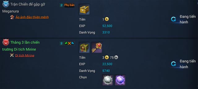 Bổ sung thêm 2 nhiệm vụ của Di tích Mirine và Ảo ảnh Đảo Thiên Mệnh.