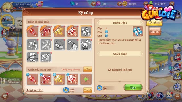 Danh sách kỹ năng nhân vật trong Gun Love cho Android