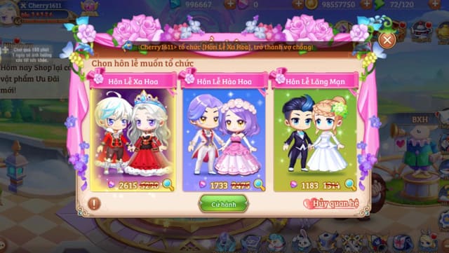 Tính năng kết hôn đậm chất ngôn tình