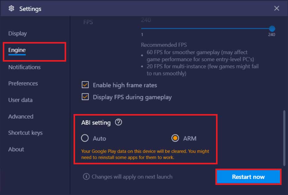 Cài đặt ABI trong BlueStacks 4.150
