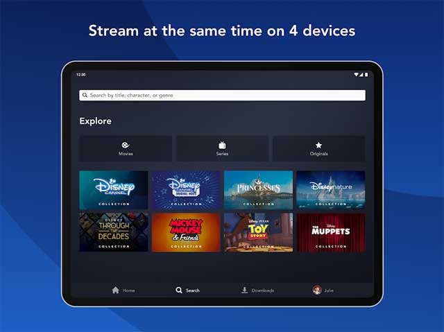 Disney+có thể phát phim trực tiếp đồng thời trên tối đa 4 thiết bị khác nhau