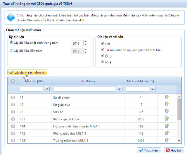 Trao đổi thông tin với CSDL Quốc gia