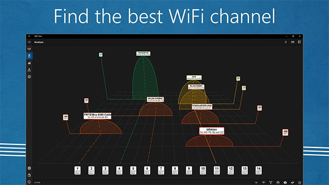 Tìm kiếm kênh WiFi tốt nhất trong khu vực với WiFi Tool